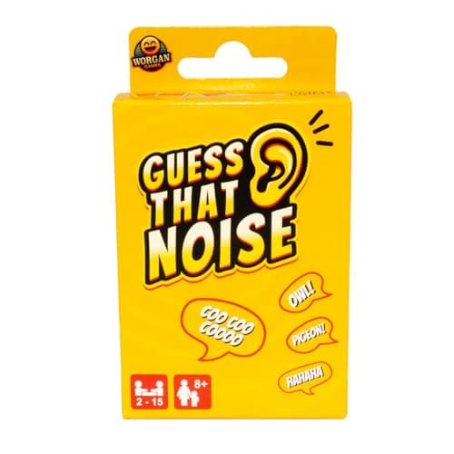 Worgan Games Guess That Noise: Funny Sound Impressions Party Game for Family & Friends - Travel Size - 2-15 Players - Ages 8+