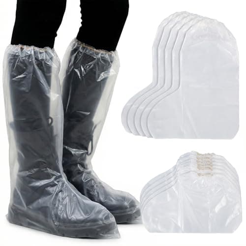 10 Pairs Waterproof Shoe Covers, Shoe Covers Disposable Waterproof Shoe Covers, Waterproof Shoe Covers for Rain, Disposable Plastic, Non-Slip, Clear, Large, Indoor Outdoor Boot Protector