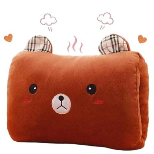 Kids Cartoon Hand Warmer Pillow, Soft Plush Non-Electrical Hand Pillow for Napping & Travel, Cute Cartoon Design Winter Essentials (Brown Bear)
