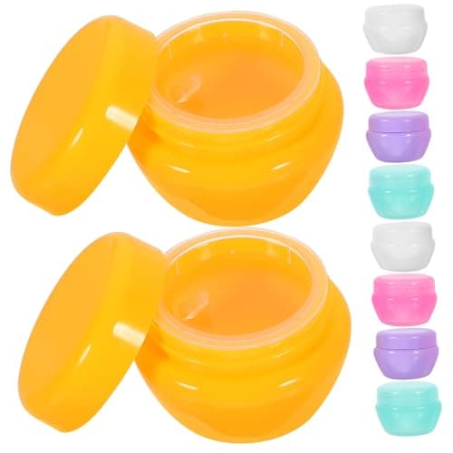 DINHEAROM 10g Travel Size Refillable Cosmetic Cream Jars with Leak-proof Plastic Lids, 10 Pack Practical Small Containers for Travel Use and Daily Life
