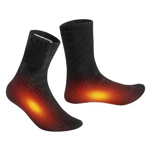 Winter Thermal Feet Electric Socks, 10000mAh Rechargeable Heated Socks, Heat Settings Foot Warmer, 360° Warm Heating Ski Stock, for Cold Camping Hiking Skiing Cycling Outdoor Work
