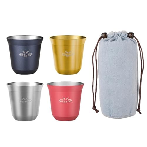 MERMOO YILAN Stackable Espresso Cup 80ml 4pcs/Set with Storage Pouch