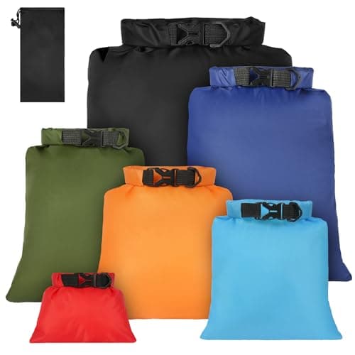 vsshe Waterproof Dry Bags 6PCS, Lightweight DryBags, Compression Sack Canoe Bag with1.5L, 2.5L, 3L 3.5L, 5L, 8L Sacks Bag for Kayaking Rafting Boating Hiking Camping Travel Backpacking