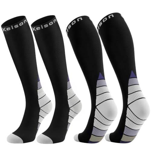 2 Pairs Compression Socks for Women and Men, 20-30 mmHg Flight Socks