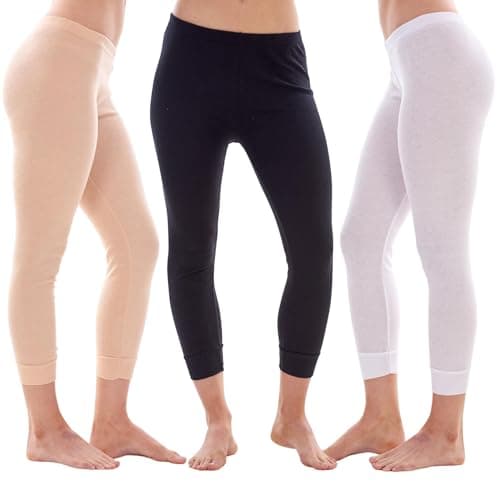 Keanu Heatforce Ladies Thermal Bottoms - Pack of 3 - Winter Warm 0.45 TOG Brushed Underwear Leggings Lady Janes Baselayer (Black/Nude/White, Medium)