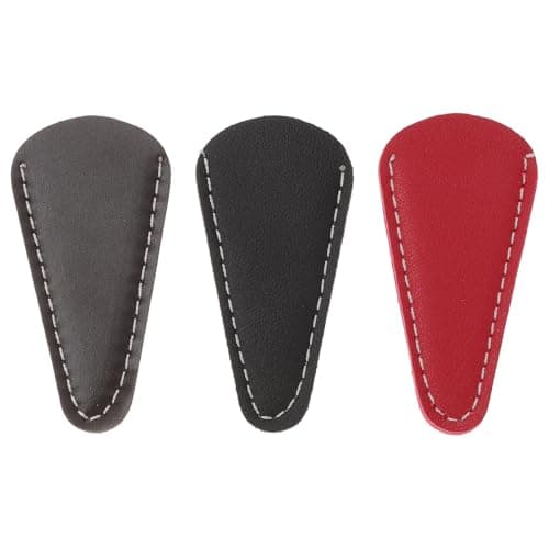 FUOYLOO Leather Scissor Cover Protector Set 3Pcs in Black, Khaki and Burgundy – Lightweight Safety Shears Case for Travel and Salon Use