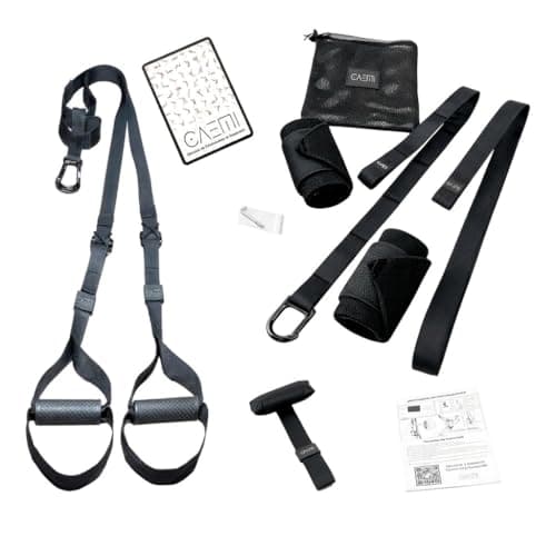 CAEMI Suspension training straps, set with adjustable anchor, fitness at home, suitable for travel and training indoors and outdoors, includes bracelets for more