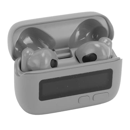 AMONIDA Bluetooth 5.2 Wireless Earbuds with Noise Cancelling and Retro Display for Fitness and Gaming - Ergonomic and Portable (Gray)
