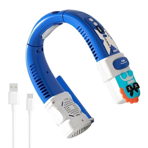 5‑Speed Bladeless Neck Fan,Type‑C USB Rechargeable Outdoor Cooler
