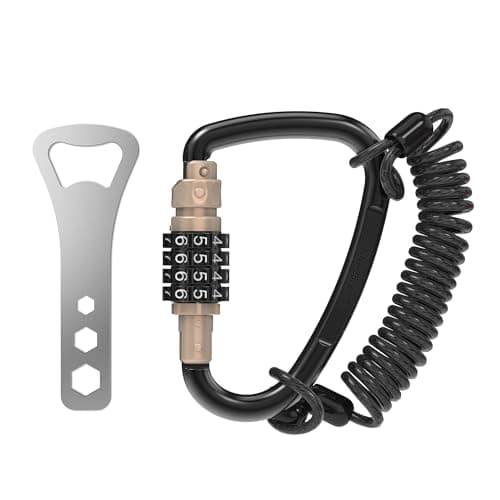 UP Security Combination Lock D Ring with Retractable Cable, 4 Digit Combo Lock for Helmet Safe, Backpack, Luggage Anti-theft, Stroller, Scooter, Gym Locker, Fence, Travel, Outdoor Use (D Ring, Golden)