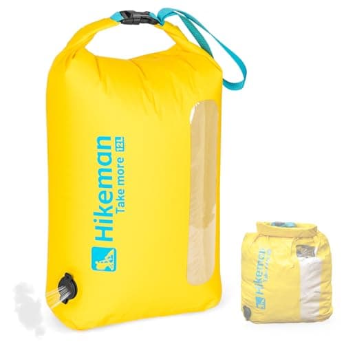 HIKEMAN Ultra Waterproof Dry Bag - Air-Release Waterproof Compression Bag,Dry Compression Sacks for Kayaking Hiking Swimming Camping Canoeing Boating Fishing Clothes Organizer(Yellow,12L)