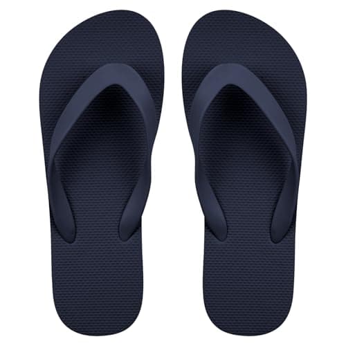 Aomig Unisex Flip Flops Ladies Girl Men Flatform Beach Flip-Flop Slim Rubber Flip Flops Women's Yoga Mat Comfortable Beach Platform Sandals Slip-Resistant Flat Flip Flops(Dark Blue-UK Size-7-8)