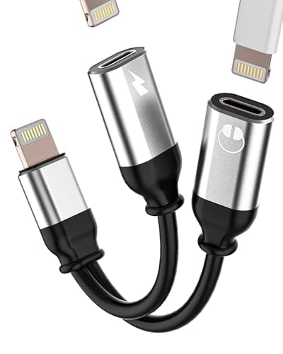 Lightning Headphone Charging Jack Adapter for iPhone (2in1) Car AUX Audio Headphone Converter for Apple Phone Dual Plug Splitter for iPad Plug with Charge Splitter for iPhone 14 Pro Max