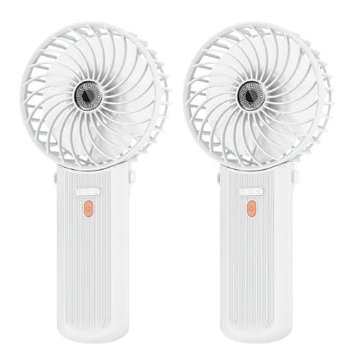 Lepwings Handheld Fan, Pack of 2 Mini Fans, USB Rechargeable, 5.5-16 Hours Runtime, 4 Wind Speeds, Foldable Quiet Small Fan for Travel, Office, Home and Outdoor - White