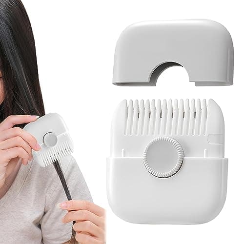 Dual-Side Hair Cutting Comb, 2 in 1 Hair Trimmer Adjustable Split Ends Hair Trimmer Mini Manual Hair Trimmer Comb Portable Double Sided Hair Razor Comb Cutter Hair Trimmer for Women (White)