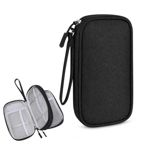 Travel Cable Organiser Bag, Portable Tech Pouch (Double-Layer Black)