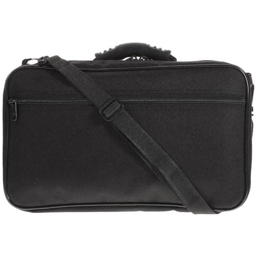 Mikikit Portable Oboe Carrying Case Smooth Surface and Canvas Bag Set with Internal Slot Design Black Wood and Pu Material, High-end Appearance, for Musician Travel and Storage