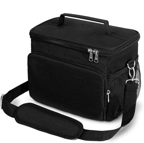 KANGSIT 9L Insulated Lunch Bag, Fits 12 Cans, Large Soft Cooler Tote, Black