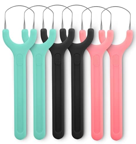 6 Pcs Stainless Steel Tongue Scraper, Tongue Brush Set for Adults & Kids