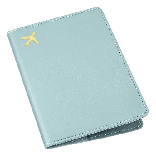 ILIYAH PU Leather Passport Holder Cover for Women Men Credit Cards Boarding Passes Travel Wallet Case(Light Blue)