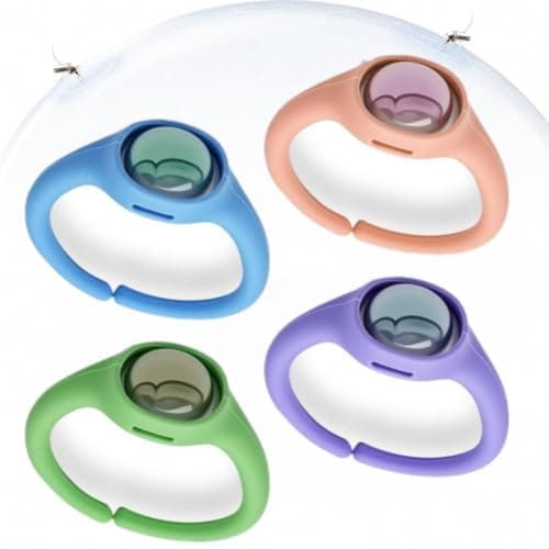 4Packs Natural Mosquito Repellent Bracelet, 1080H Long Lasting Protection Anti-Mosquito Bands, Adjustable Wristbands with Essential Oil Refills for Kids & Teens, Waterproof, Silicone, 4 Colour