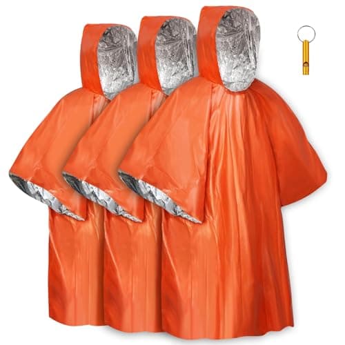 flintronic Emergency Survival Rain Poncho, 3 Pack Thermal Emergency Raincoat Poncho, Emergencys Insulation Blanket for Heat Retention and Rain, Reversible Foil Blanket for Emergencys Or First Aid