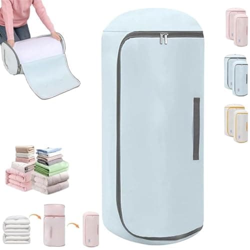 Ultra Space Saving Roll up Self Compression Organizer, Space-Saving Compression Storage Bags, Large Compression Packing Bag, Reusable Compression Storage Bag for Bedding Blanket Duvet (Blue, XL)