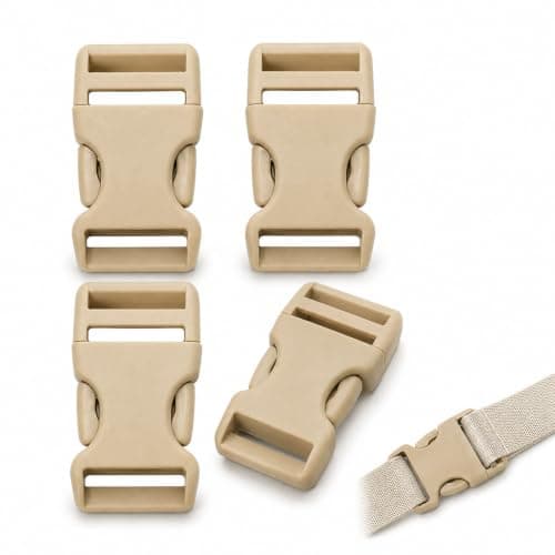 4Pcs Khaki 25mm Quick Release Buckles POM Clips for 1" Webbing Bag Straps