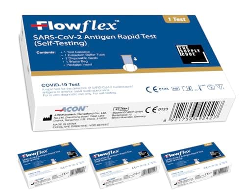 The Supply Cube Flowflex One Step Lateral Flow Test Kit | 4 Single Packs | One Step Test for Sars-CoV-2 Antigen | Covid-19 Self Testing Rapid Test | Not for Travel | 4 Pack