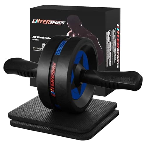 Ab Roller with Two Extra-Thick Non-Slip Knee Mat for Core Abs Rollout