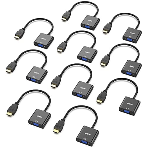 BENFEI HDMI to VGA, 10 Pack Gold Plated HDMI to VGA Adapter (Male to Female) for Computer, Desktop, Laptop, PC, Monitor, Projector, HDTV, Chromebook, Raspberry Pi, Roku, Xbox and More