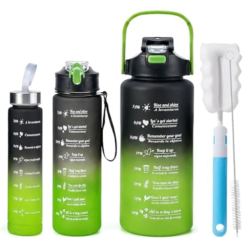 Weal4All 3 Pack Sports Water Bottles with Straws and Handle, 2L Large Plastic Drinking Bottle for Kids Adults Gyms School Home Office Outdoors, BPA Free & Leakproof