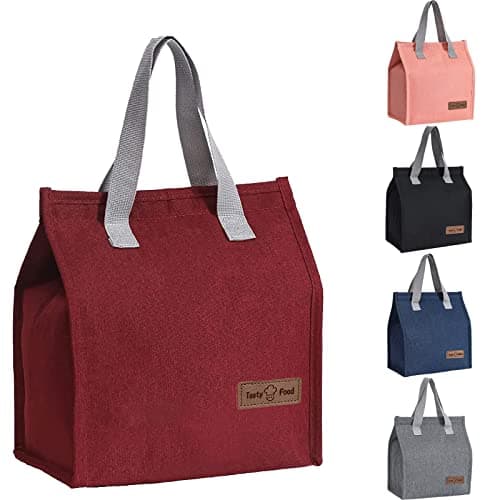 Yikki Lunch Bags for Women Men, Small Reusable Leakproof Lunch Box Bag, Red