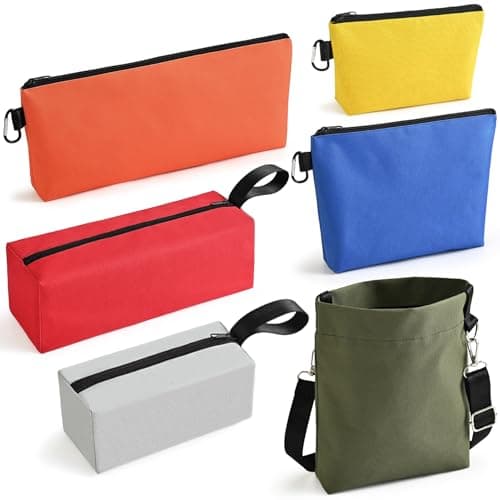 MAFYE 6 Pack Tool Pouch Zipper Bags, Large Multi-Size Tool Organizer with Carabiner& Crossbody Strap, Heavy-Duty Storage Bags for Men Women, Perfect for Tools, Travel, Cosmetics, Office & Art Supplies