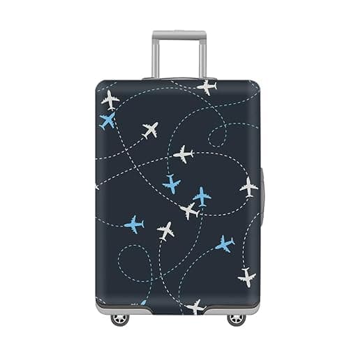 Oridaceae Elastic Suitcase Cover, Travel Luggage Cover Suitcase Protector Washable, Reusable and Dustproof, Polyester Trolley Case Covers with Zipper (Airplane pattern, XL (29-32 Inch))