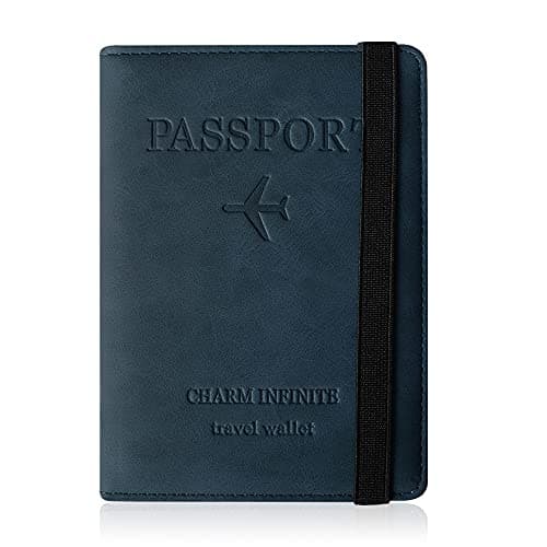Czyan Passport Holder, Pu Leather Travel Passport Cover Wallet, RFID Passport Case with Card Holder, Travel Essentials for Credit Cards, Id and Travel Document (Blue)
