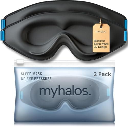 MyHalos Blackout Sleep Mask, Eye Mask for Sleeping, Zero Pressure, Travel