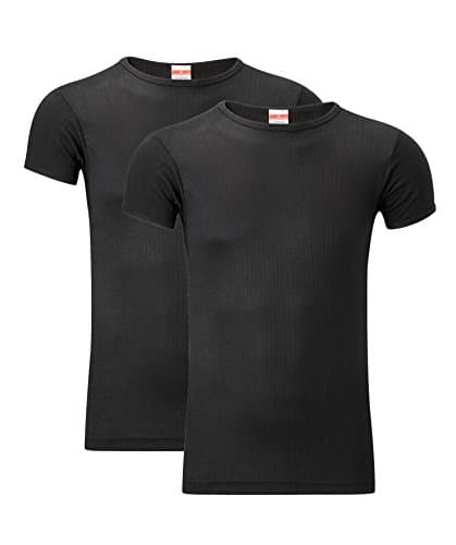 Heatwave® Pack of 2 Men's Thermal T Shirt, Warm Underwear Baselayer Thermals, XX Large Black