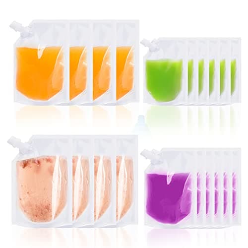 TSHAOUN 20 Pack Drink Pouches for Festivals,Reusable Plastic Hip Flask, Concealable Drink Pouches for Travel Camping Picnic Party 250ml, 350ml,420ml, 500ml