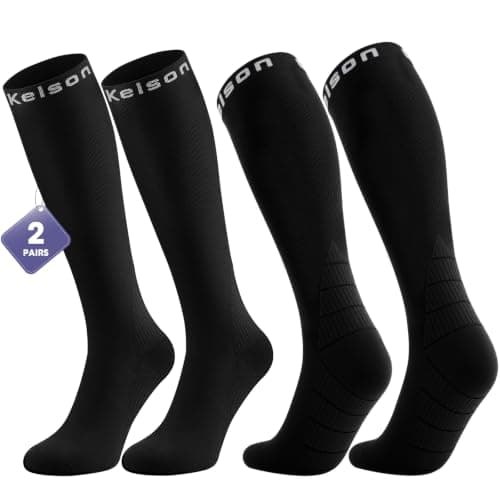 2 Pairs Compression Socks for Women and Men, 20-30 mmHg Flight Socks