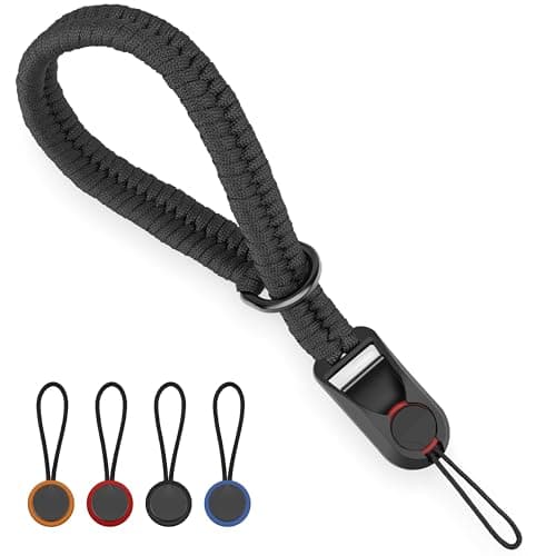 SUNYA Camera Wrist Strap for Photographers with Quick Release Buckle Paracord Rope Camera Hand Strap Compatible for DSLR or Mirrorless Camera, Black