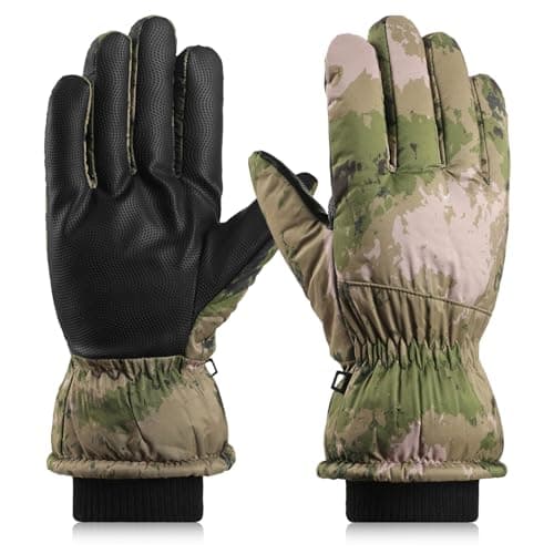 GJV Ski Gloves Winter Gloves Waterproof Windproof Men Women Warm Cold Weather Gloves Touch Screen Finger (Green)