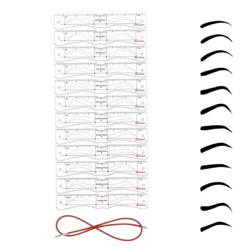 12 Piece Reusable Eyebrow Stencil Kit with Strap Tool