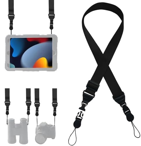 XILIYAI Nylon iPad Strap, Universal Camera Neck Strap, Comfortable Shoulder Strap for iPad, Tablet, Camera, Laptop, Binocular, Luggage Bag (Black Adjustable Neck Lanyard)