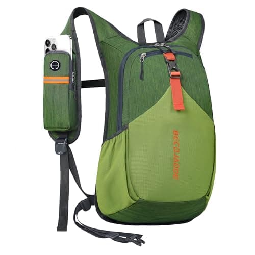 BECOJADDE 18L Hiking Backpack for Men Women Foldable Small Rucksack Lightweight Mini Backpack for Camping Travel Outdoor, Olive Green