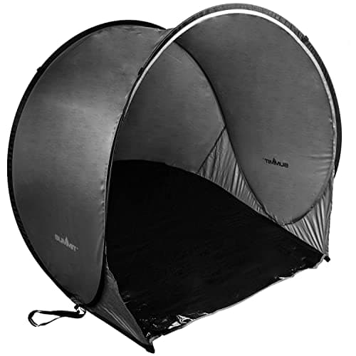 VFM e-Store - Easy-To-Assemble Black Pop Up Tent for Beach, Fishing, and Camping - Perfect Shelter for Picnics, Festivals, and Summer Break - Portable and Ideal for Holiday Survival Equipment
