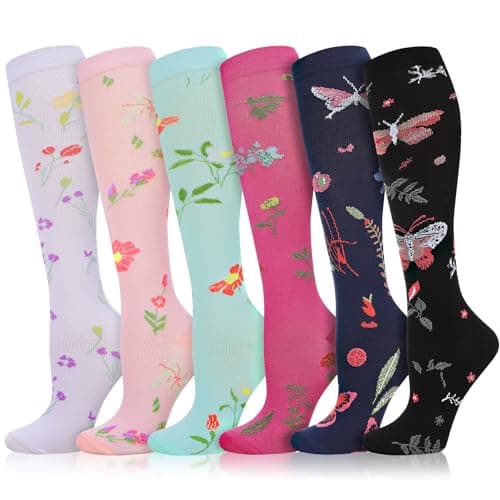 Zuimei 6 Pairs Compression Socks Circulation 20-30 mmhg Flight Socks