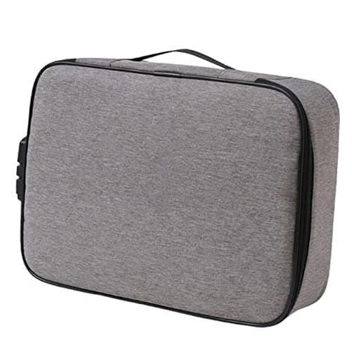 PartyKindom Document Lock Bag with Combination Lock, Grey Oxford Cloth
