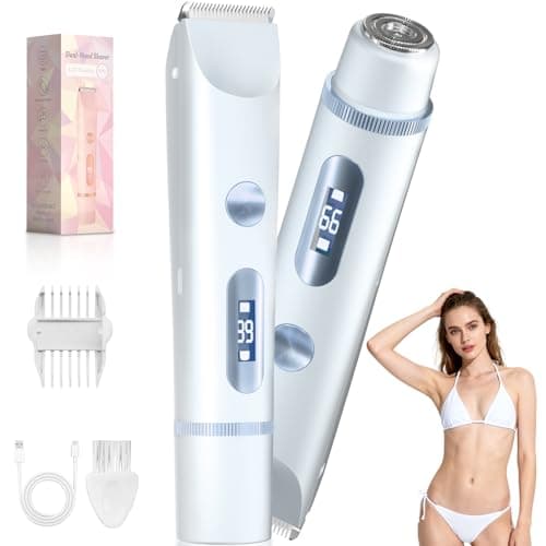 Fanovae Bikini Trimmer Women, Lady Shaver for Women, USB-C Rechargeable Electric Razor, Waterproof Bikini Line Trimmer for Underarms, Legs, Face & Sensitive Areas (Sky Blue LED)