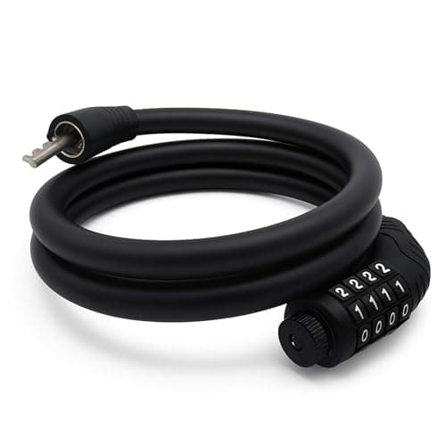 TIJAR Combination Bike Lock Cable, Heavy-Duty 4-Digit Resettable Code Lock | Anti-Theft Security with Alloy Core & Scratch-Proof Soft Plastic Cover | Water Proof Coating, Ideal for Bicycles & Gates